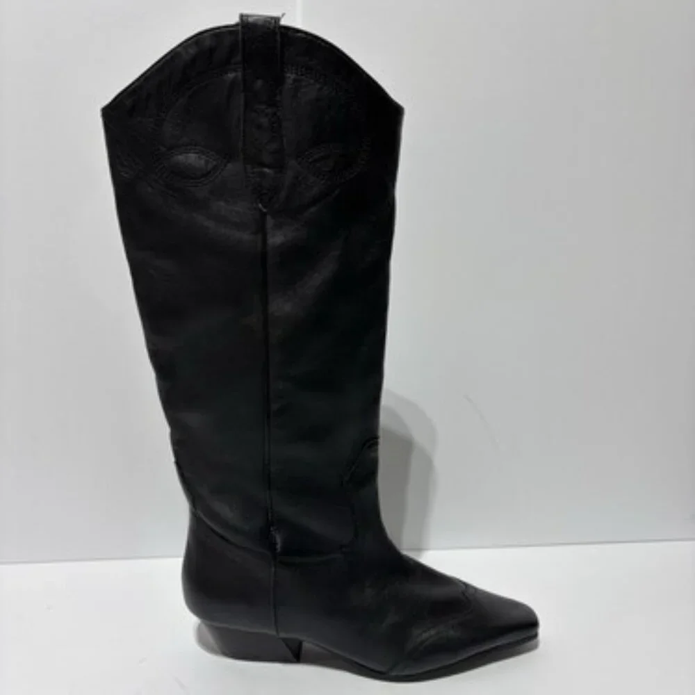 Steve Madden Women’s Dollie Cowboy Boots Black, Size 8.5 M - Picture 1 of 5